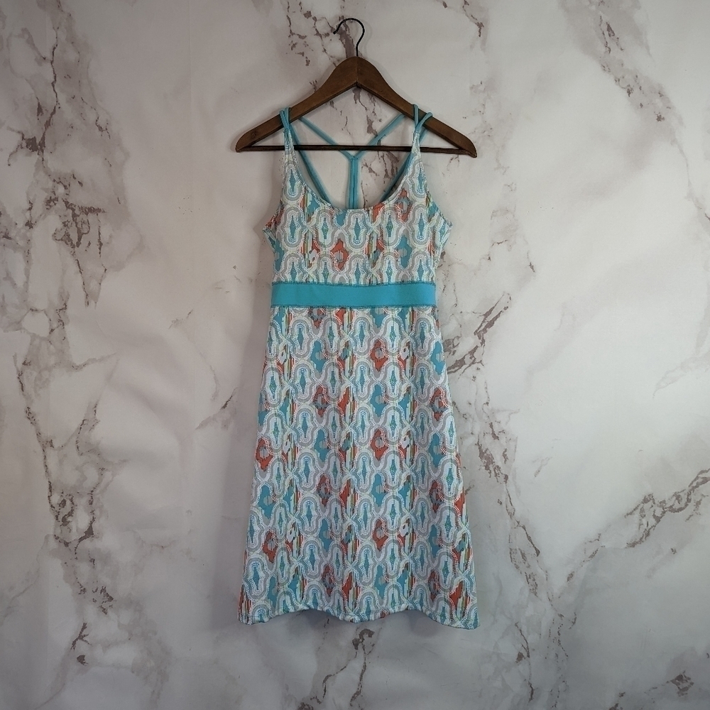 Soybu Tank Dress Black Size Small Racerback Mini Print White Blue